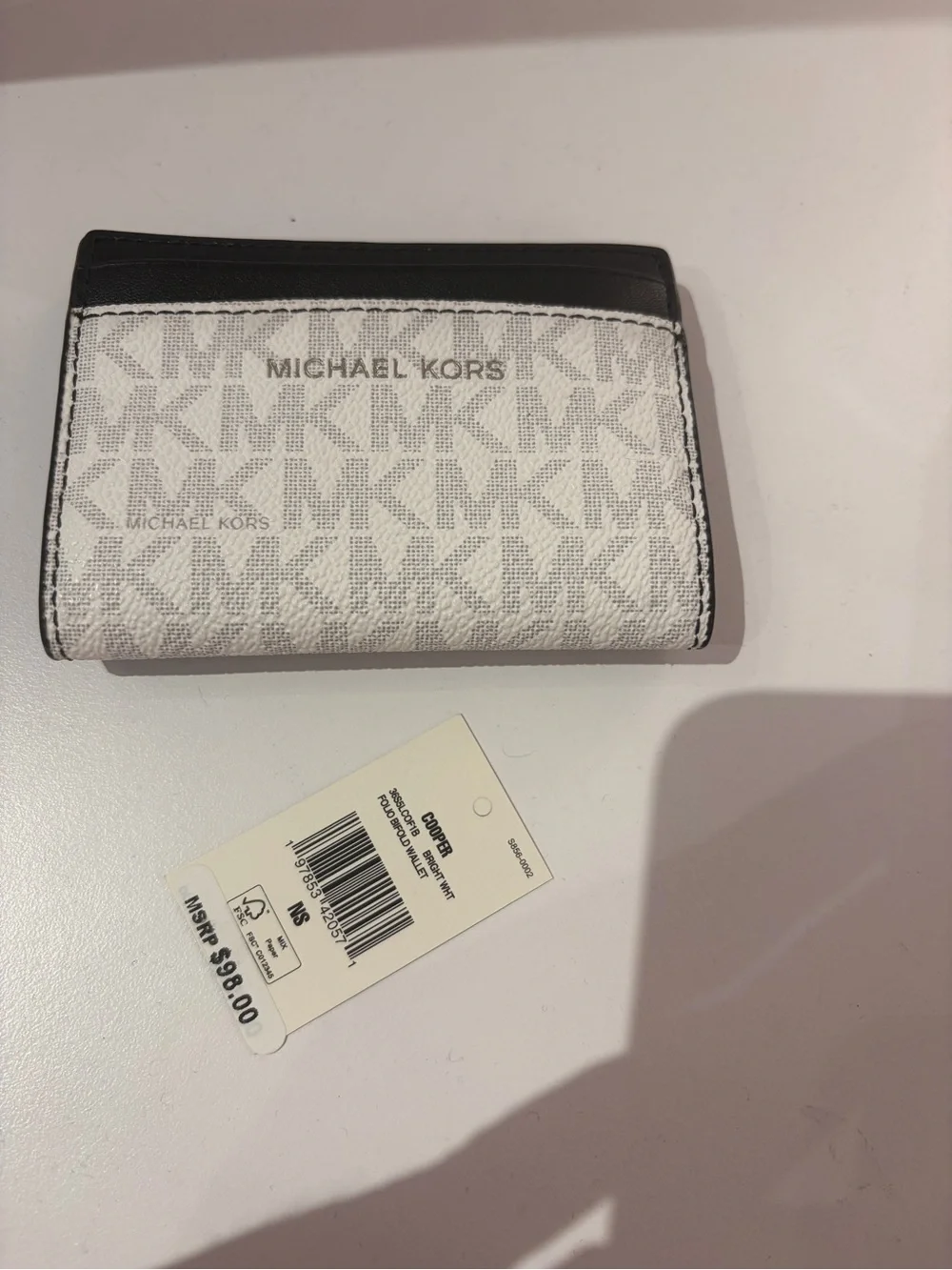 Michael Kors Cooper card holder ID Wallet white MK Ombre Logo